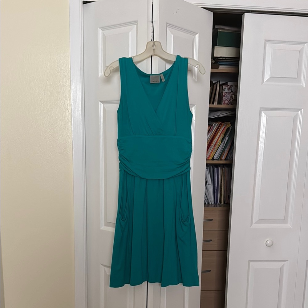 Blue Scoop Neck Sleeveless Midi Dress
